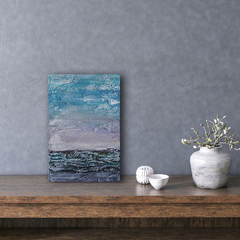 Small abstract painting from the artist, a landscape in blue and grey shades - 墙贴/壁贴 - 其他材质 蓝色