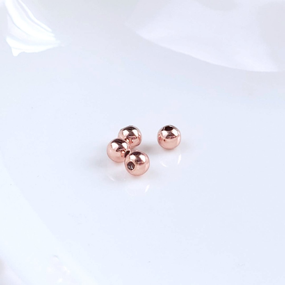 DIY材料。3mm(10颗)玫瑰金925银圆珠  金属珠 - 零件/散装材料/工具 - 纯银 粉红色