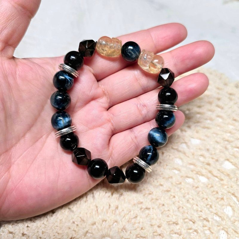 黄水晶豼貅蓝虎眼设计款手串 - 手链/手环 - 水晶 