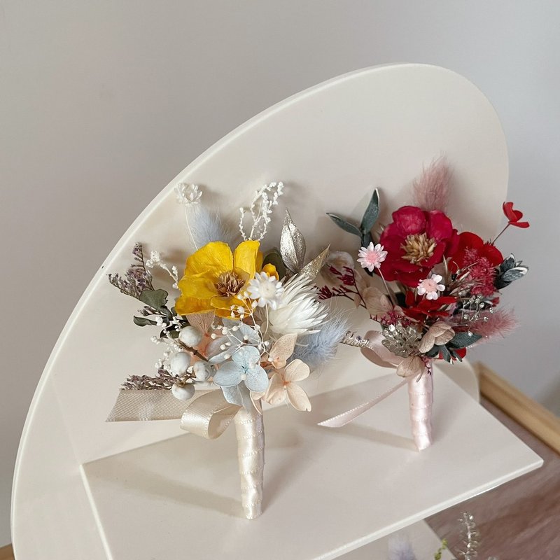 【婚礼胸花】干燥胸花 胸针别针 婚礼 伴郎胸花 主婚人花 手腕花 - 干燥花/捧花 - 植物．花 