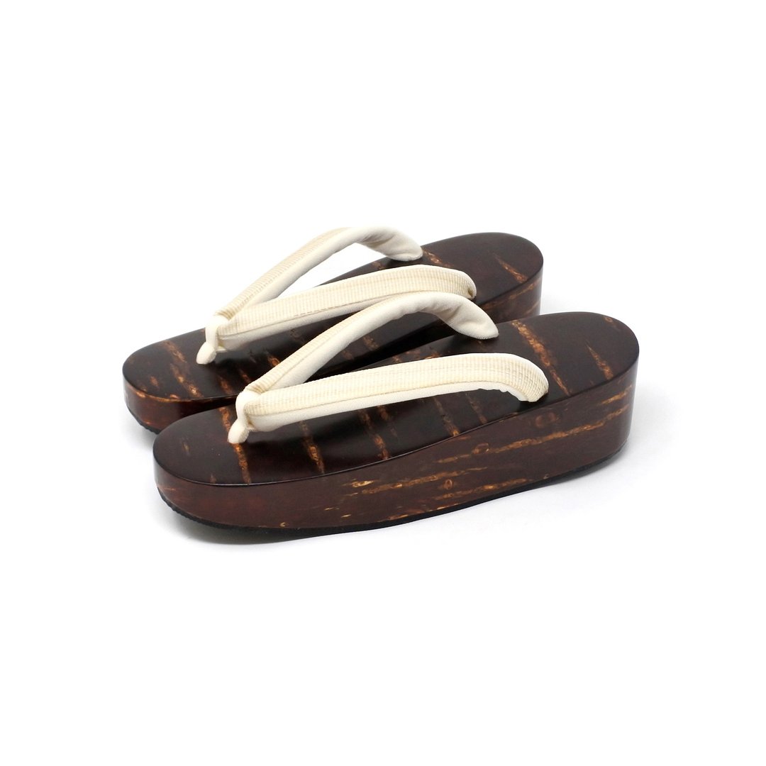 Birch craft boat-shaped clogs horse hair flower cord - 其他 - 木头 咖啡色