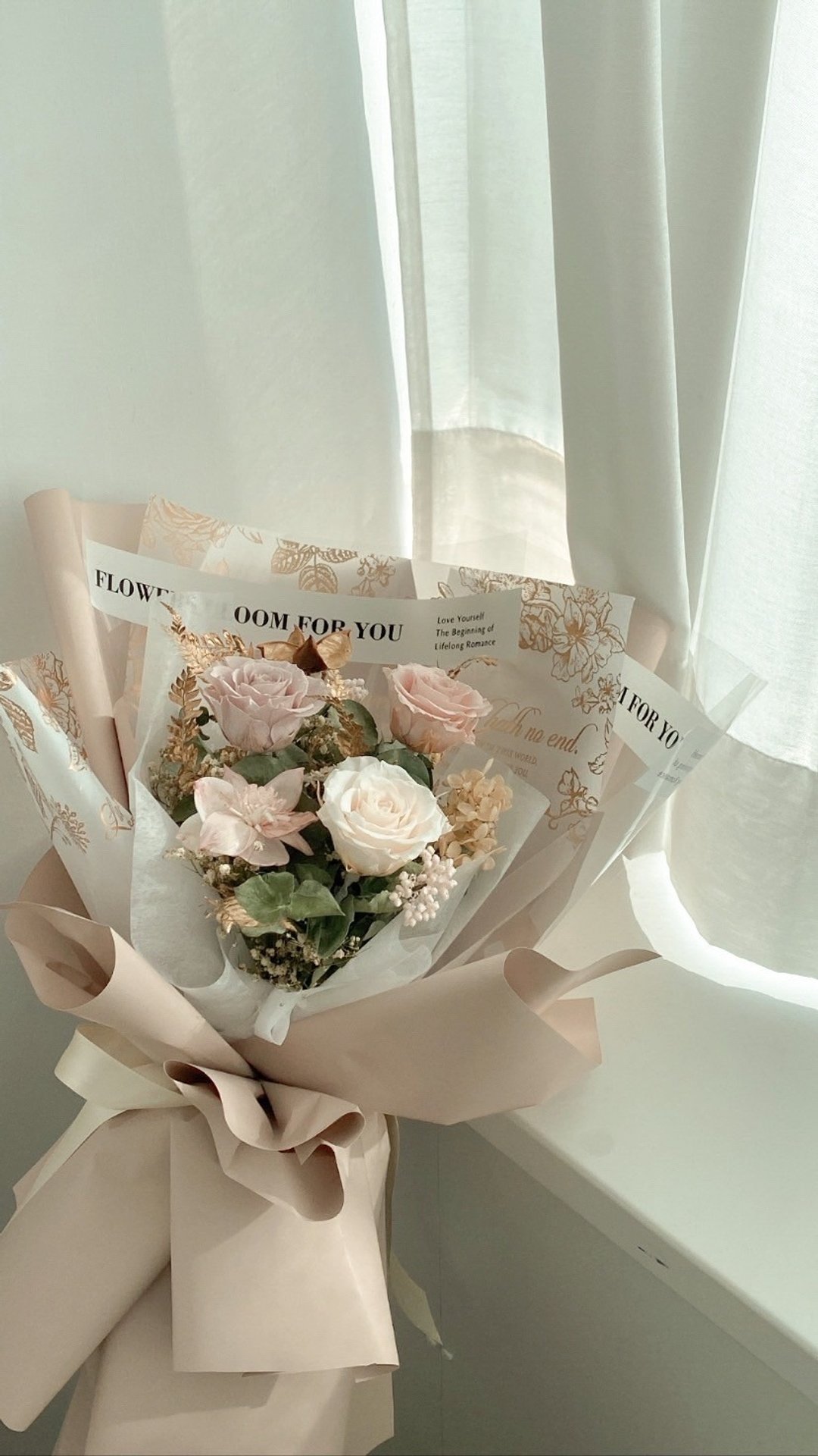 Flora Flower 干燥永生花束 告白花束 求婚花束 - 冬日的光 - 干燥花/捧花 - 植物．花 卡其色