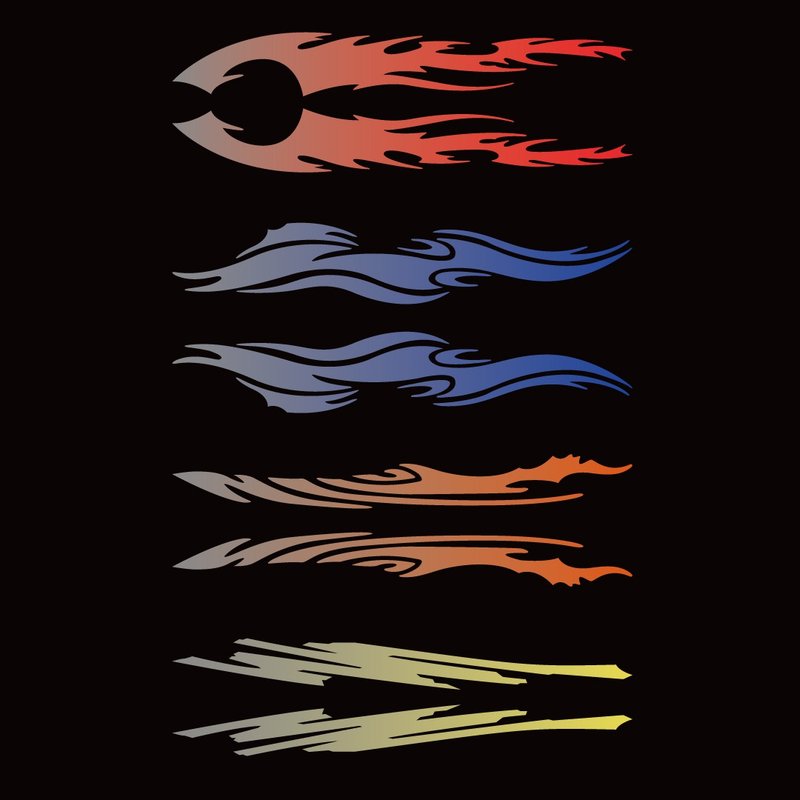 火焰 漩涡 涂鸦 云 渐层 1份包含左右边 对贴 机车贴纸 防水车贴 - 贴纸 - 防水材质 