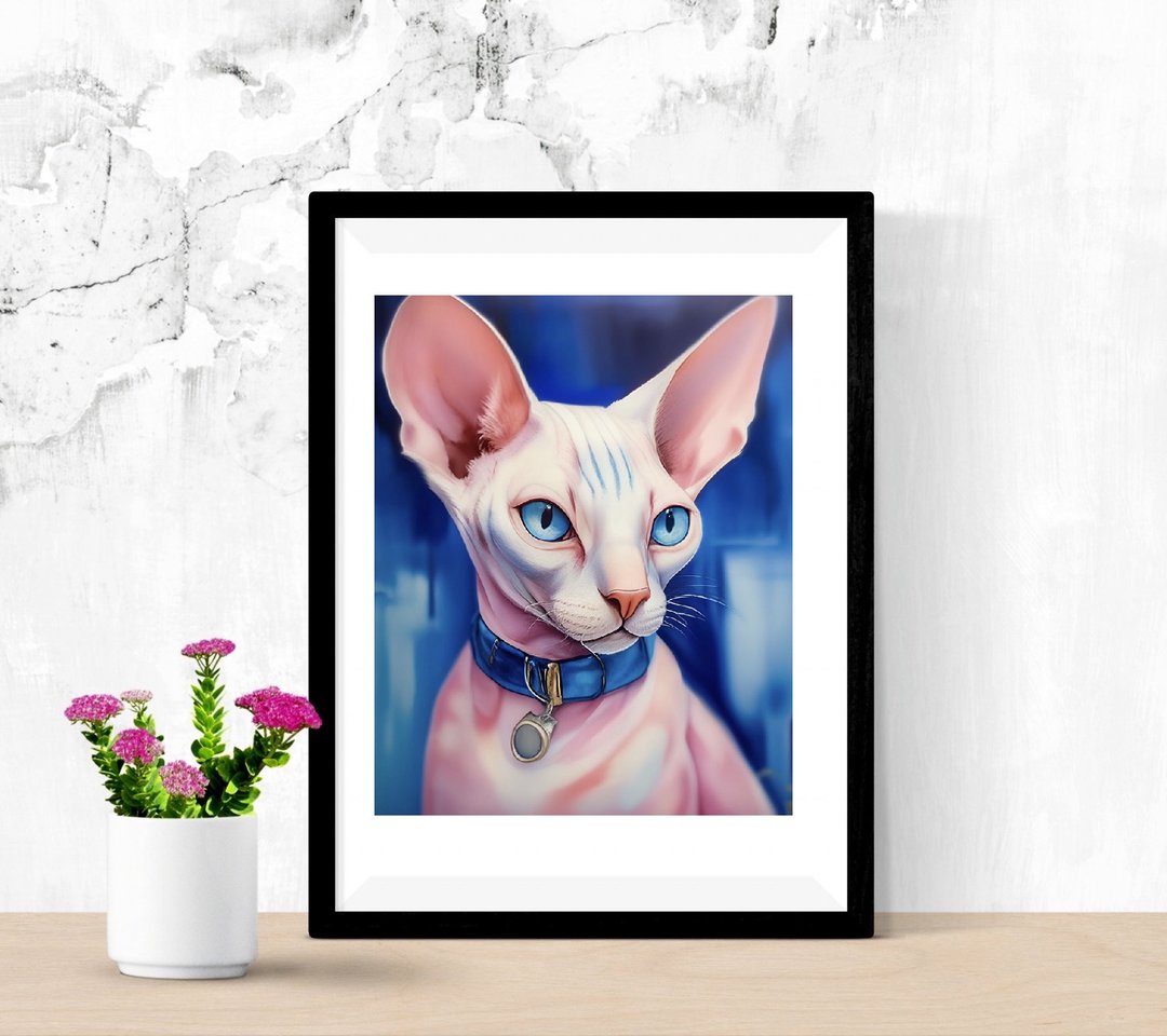 猫画猫墙艺术天空绘画动物绘画夜空墙壁装饰 - 海报/装饰画/版画 - 压克力 粉红色