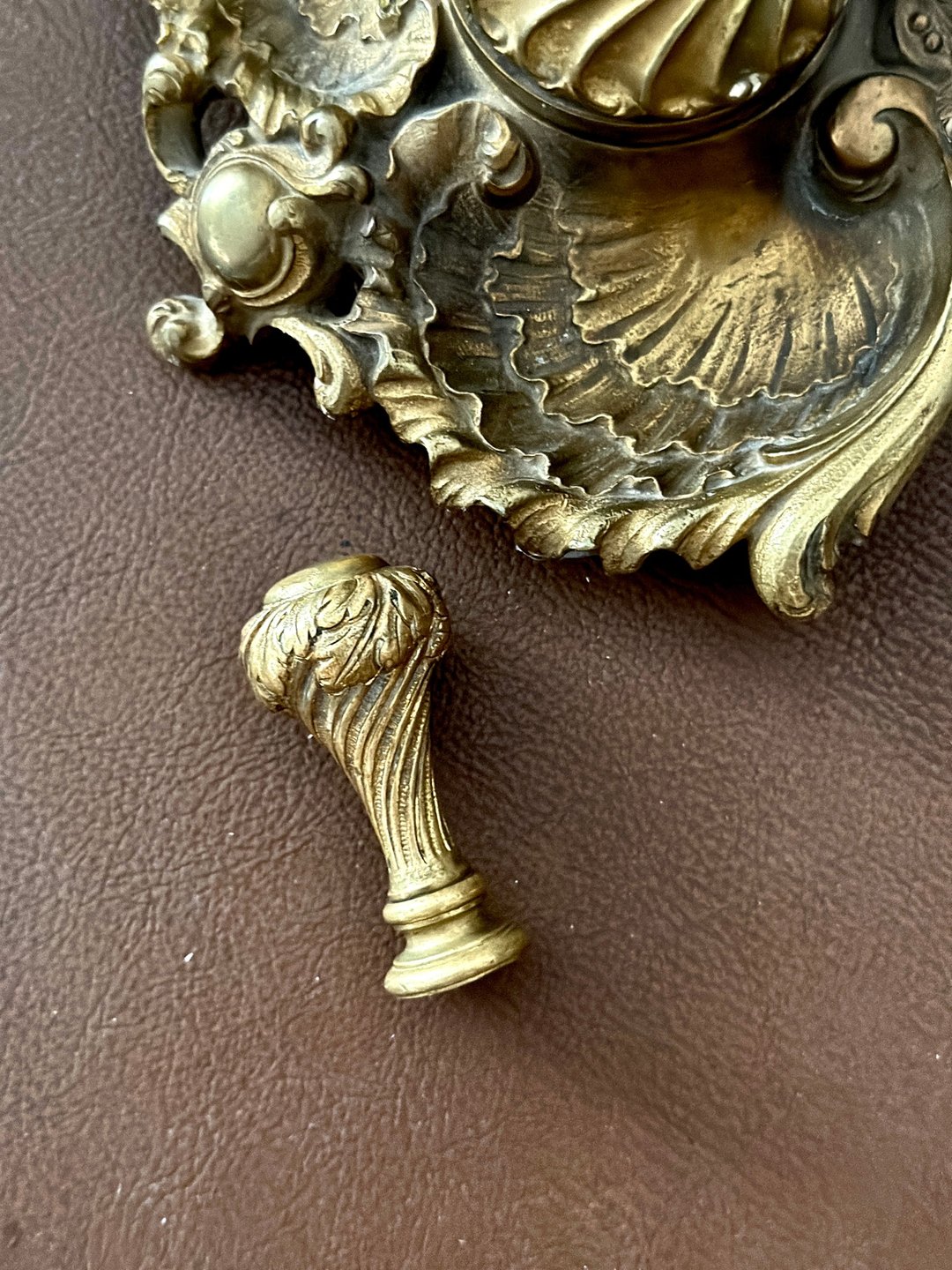 30319-法国古董黄铜封蜡章 French antique brass wax stamp - 印章/印台 - 铜/黄铜 