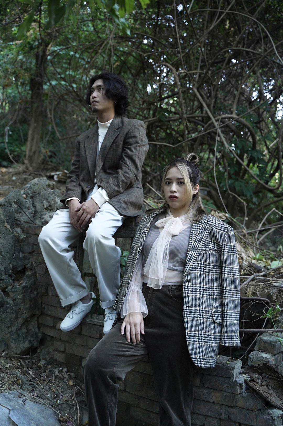 古着 80s格纹垫肩西装外套 - 男装西装外套 - 棉．麻 多色