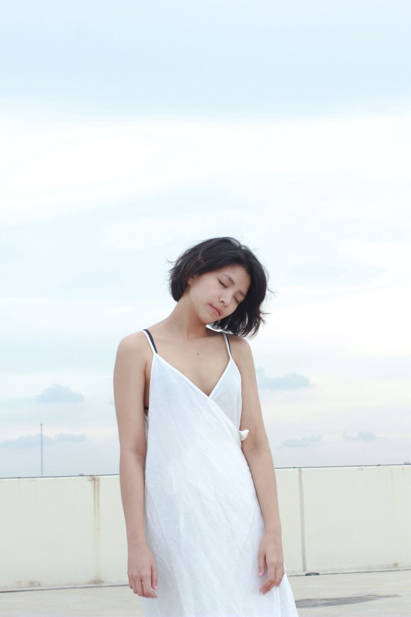 Wrap Dress - 洋装/连衣裙 - 棉．麻 白色