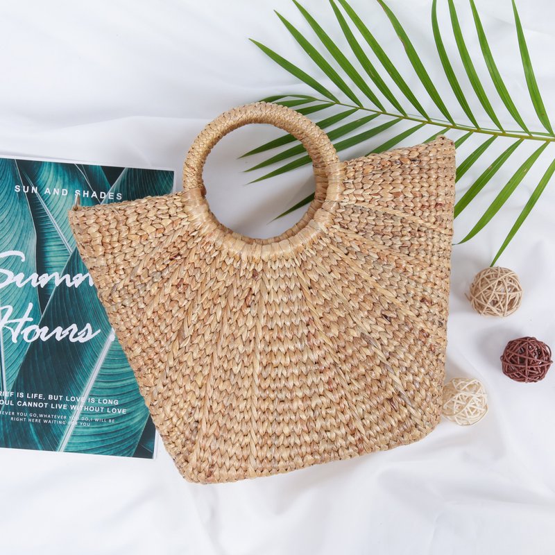 Tote, Straw Bag, Basket Bag, Beach Bag, Summer Handbag, French Basket, Woven Bag - 手提包/手提袋 - 其他材质 咖啡色