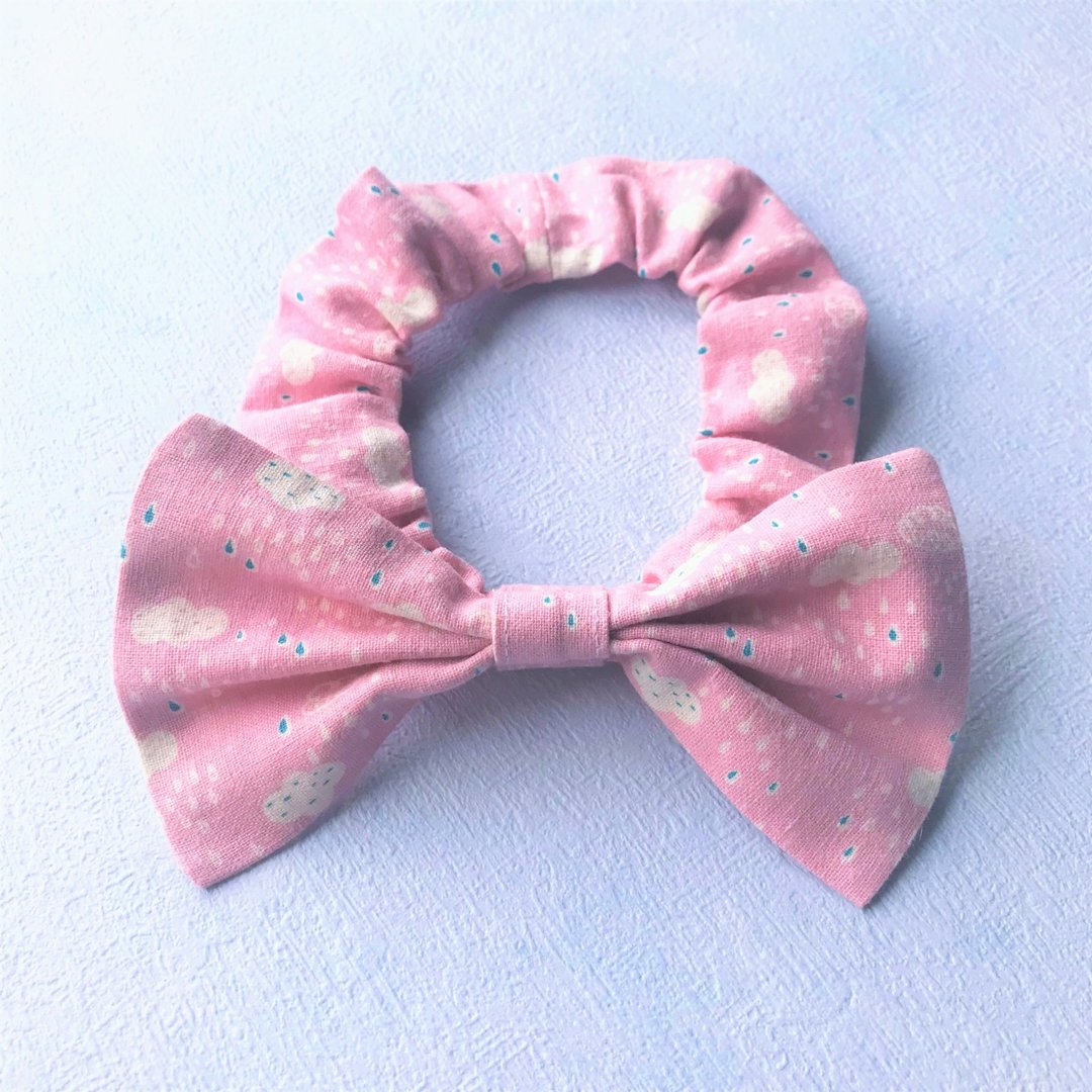 蝴蝶结松紧项圈 宠物领结 bow tie -- 粉红云雨_M号(现货1) - 项圈/牵绳 - 棉 粉红色