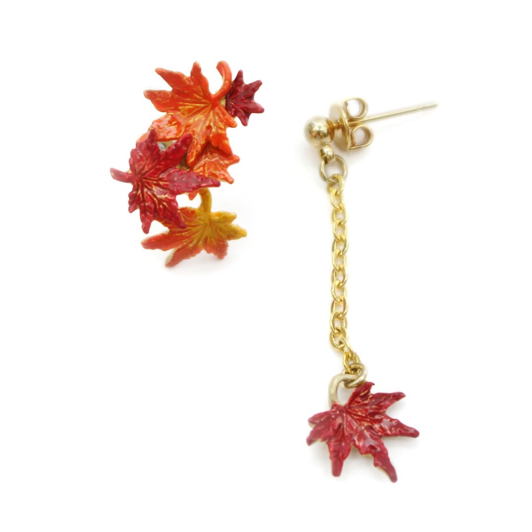 Autumn Leaves Earring Maple earrings / earrings PA428 - 耳环/耳夹 - 其他金属 红色