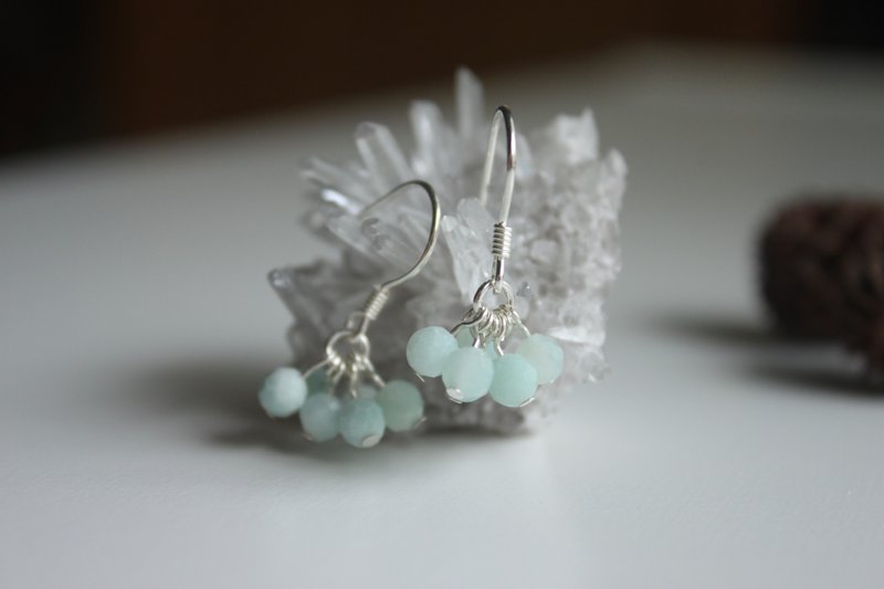 【天河石】纯银耳环 天河石耳勾 设计师手作商品 - 耳环/耳夹 - 纯银 蓝色