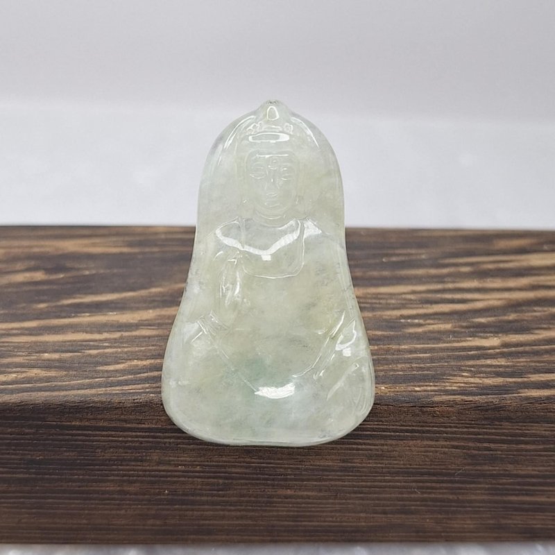 冰种观音 素衣观音 吊坠 | 天然缅甸玉A货翡翠 - 项链 - 玉石 
