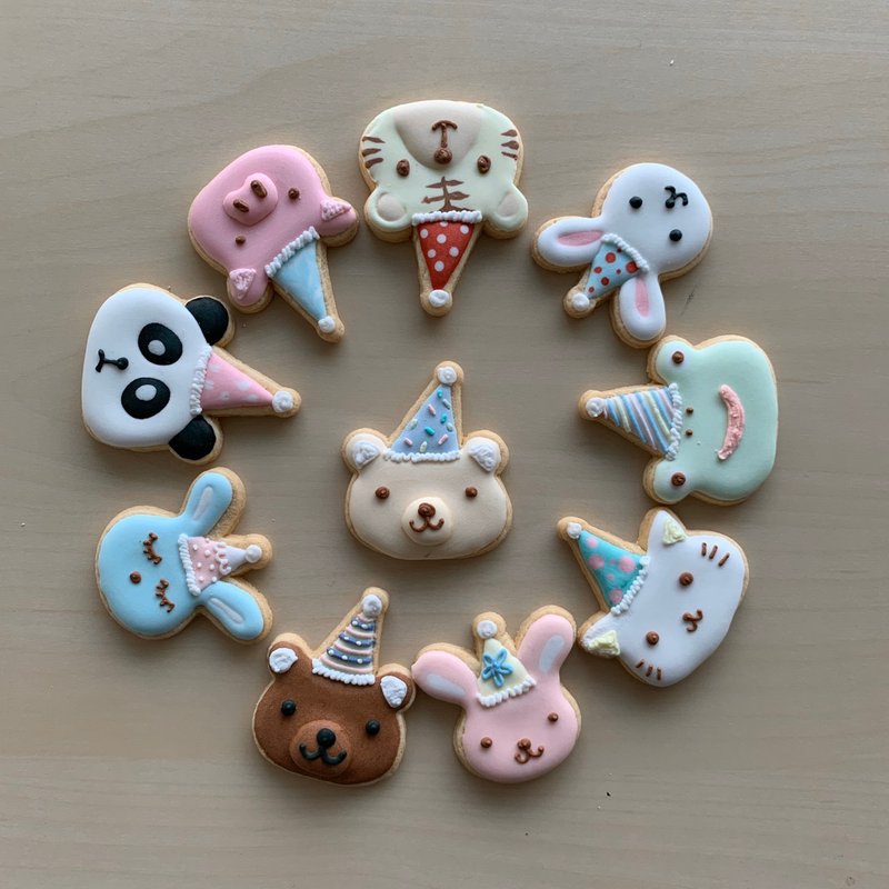 动物派对狂欢糖霜饼干组合 【定制化礼物】 - 手工饼干 - 新鲜食材 多色