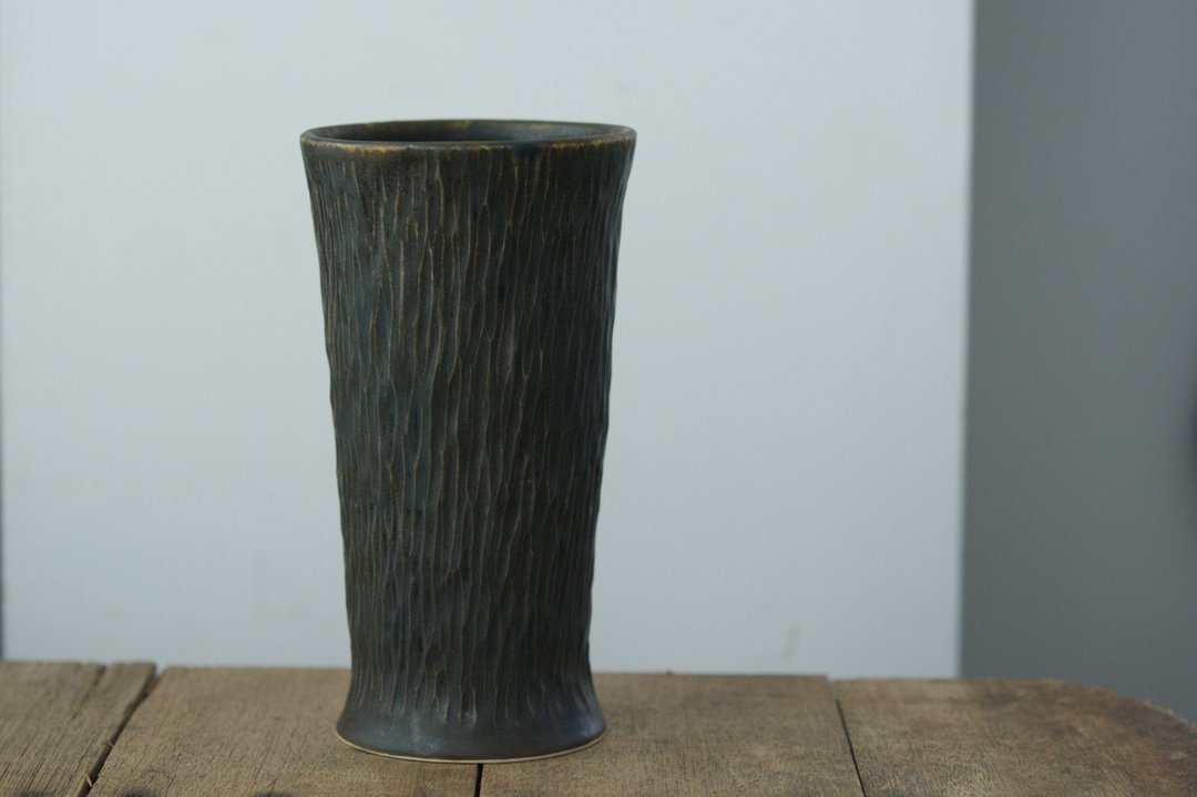 凿木纹杯 | 黑檀 | B - 茶具/茶杯 - 瓷 黑色