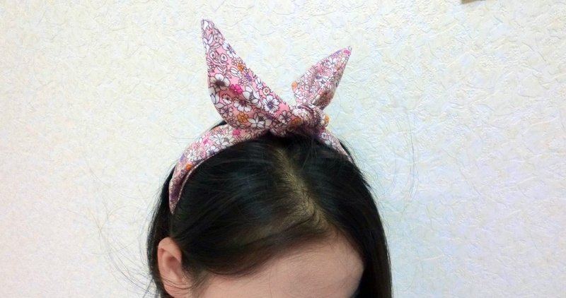 粉底小碎花软管铝线发带 hairband   *SK* - 发带/发箍 - 棉．麻 粉红色