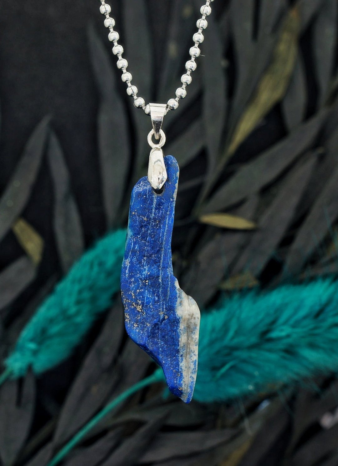 不锈钢青金原石颈链-03 ( Raw Lapis Necklace No.3 ) - 项链 - 半宝石 