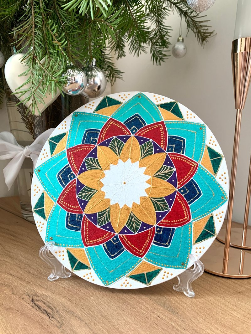 七彩花朵曼陀罗画印度图案墙艺术精神家居装饰 - 墙贴/壁贴 - 压克力 多色