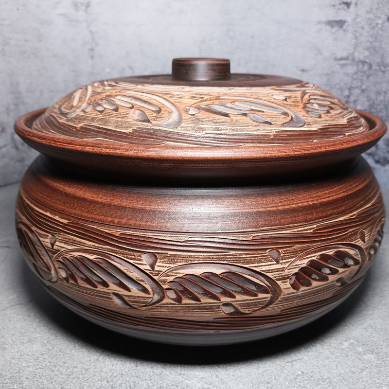 陶器大砂锅6000毫升手工红粘土烹饪锅 - 锅具/烤盘 - 粘土 