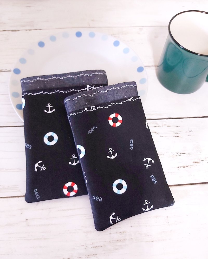 护理师 双层工作笔袋 黑色海军风款 - 铅笔盒/笔袋 - 棉．麻 多色