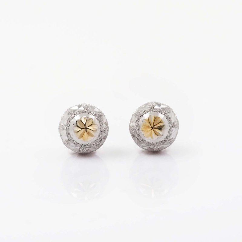 Gold Ball Earrings | Two Tone | 意大利金球耳钉| 14K - 耳环/耳夹 - 贵金属 银色
