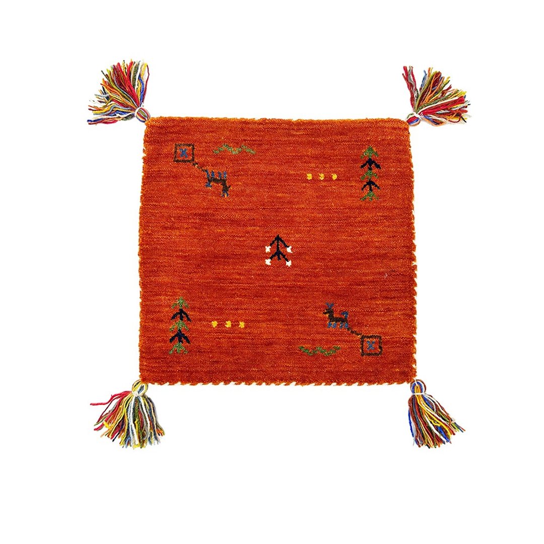 tribal symbol mats_orange 彩色复古系打印度手工小毯 - 地垫/地毯 - 羊毛 