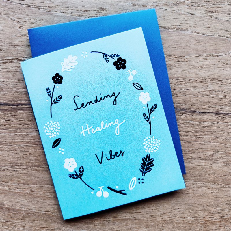疗愈祝福卡片 - 卡片/明信片 - 纸 蓝色