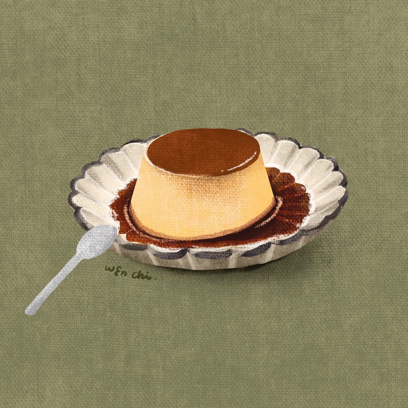 初阶 * 复古昭和焙茶布丁 - ipad+procreate实验室 / 简v老师 - 插画/绘画/写字 - 其他材质 