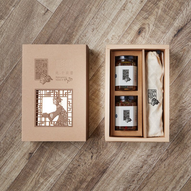 【嬷嬷觅呀】纯干贝拌酱两瓶 - 影飨礼盒 (170克双入含筷架组) - 酱料/调味料 - 新鲜食材 红色