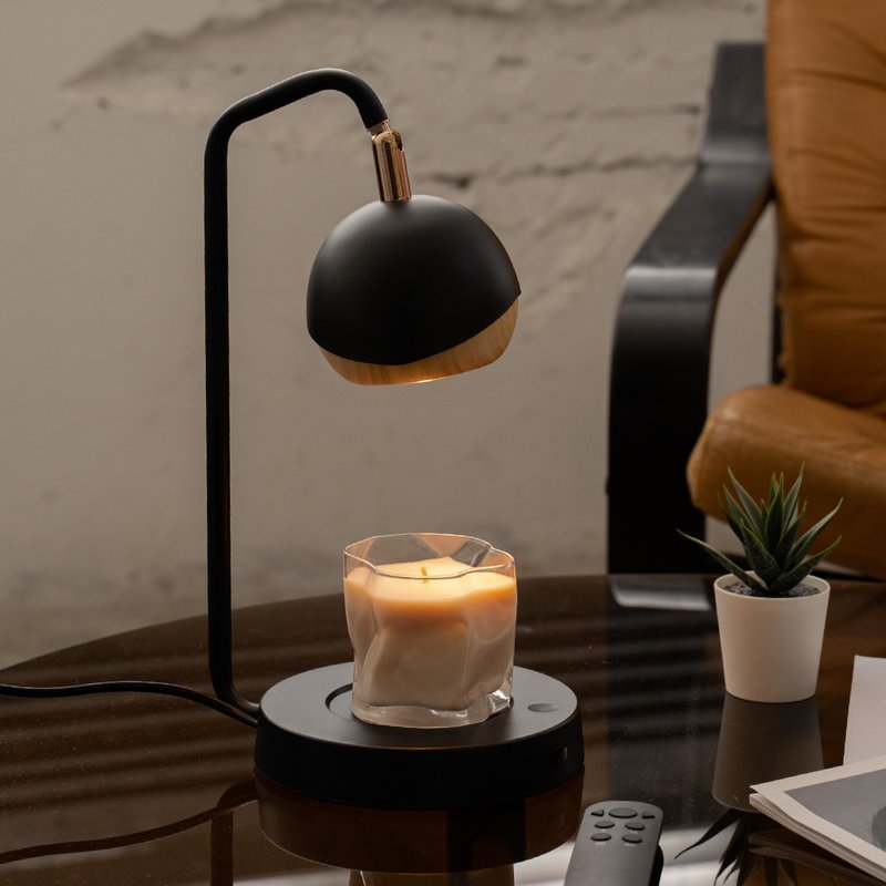 【实木香氛融蜡灯-黑色 錵Hana 】定时遥控 安全断电 - 香薰/精油/线香 - 木头 黑色