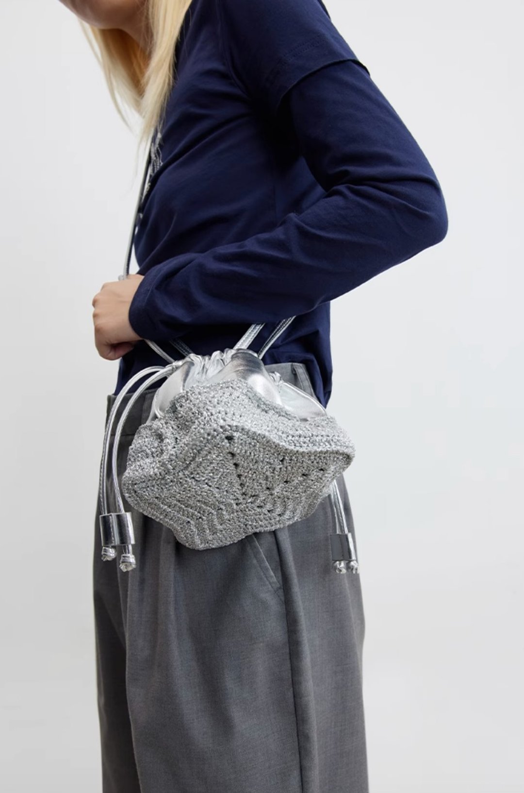 Star Bag 迷你星型手工钩针斜挎包 - 侧背包/斜挎包 - 其他材质 银色