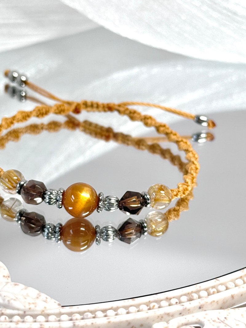 Sunshine加州阳光祈愿开水晶手链 -钛晶/黄金骨干太阳 - 手链/手环 - 水晶 金色