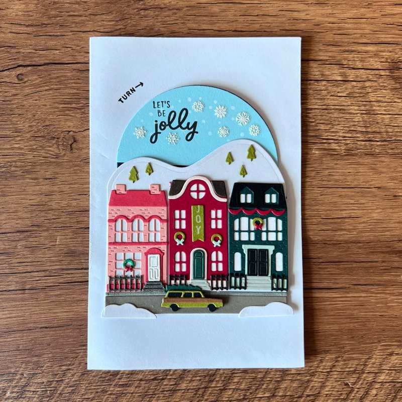 LET'S BE jolly 城镇 圣诞老人 驯鹿 机关 可转动 圣诞卡 - 卡片/明信片 - 纸 多色