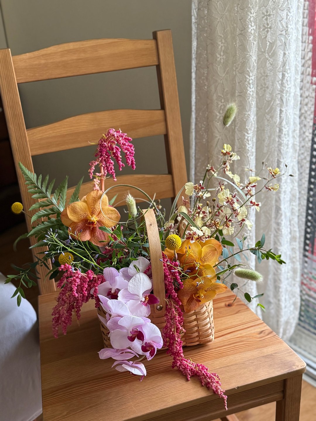 开幕提篮 个性花礼 提篮花设计 当季兰花切花 - 植栽/盆栽 - 植物．花 橘色