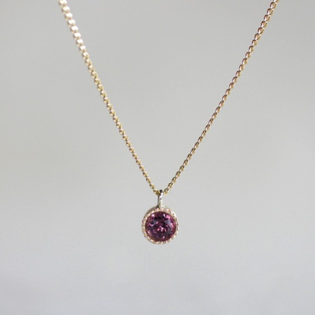 K18 Garnet birthstone necklace P033K18RG - 项链 - 宝石 红色