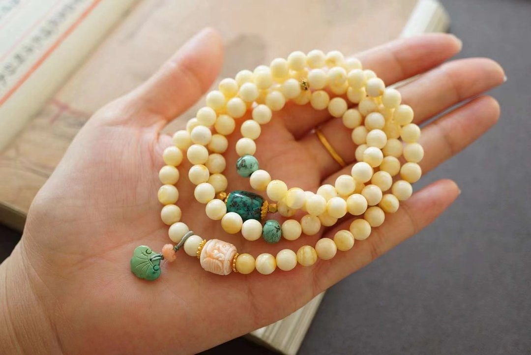 精品 白花蜜蜡。生命灵数2 - 手链/手环 - 宝石 