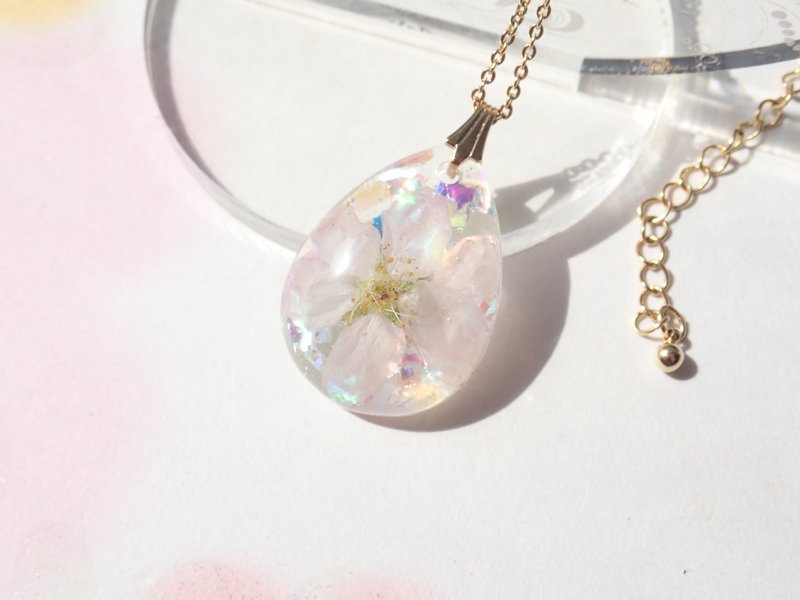 Keio Sakura Aurora Drop Necklace - 项链 - 植物．花 粉红色