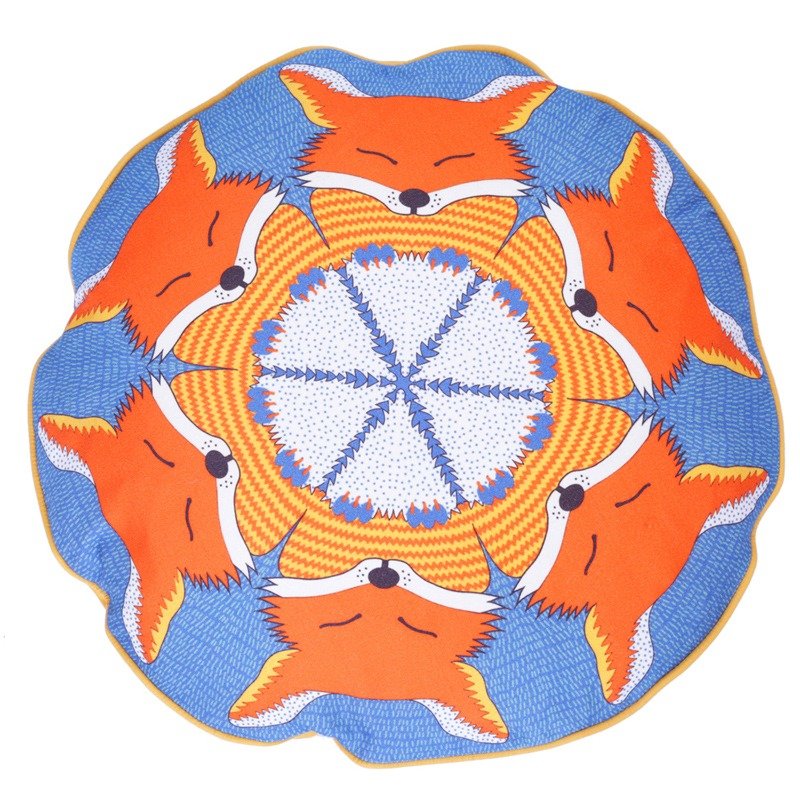 [限量款] 苏格兰纯棉♣狐狸泡芙抱枕 (橙蓝) - 枕头/抱枕 - 棉．麻 橘色