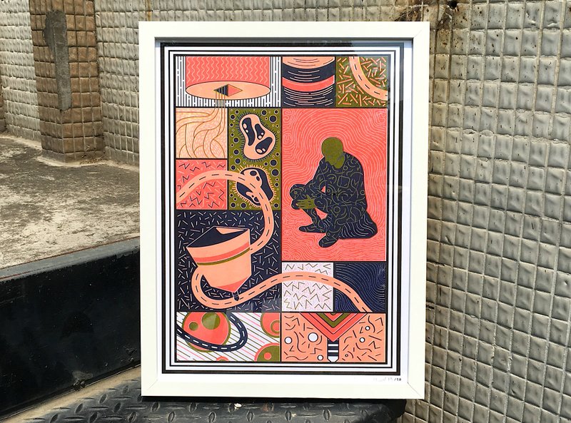 宇宙与陀螺 - 海报/装饰画/版画 - 纸 红色