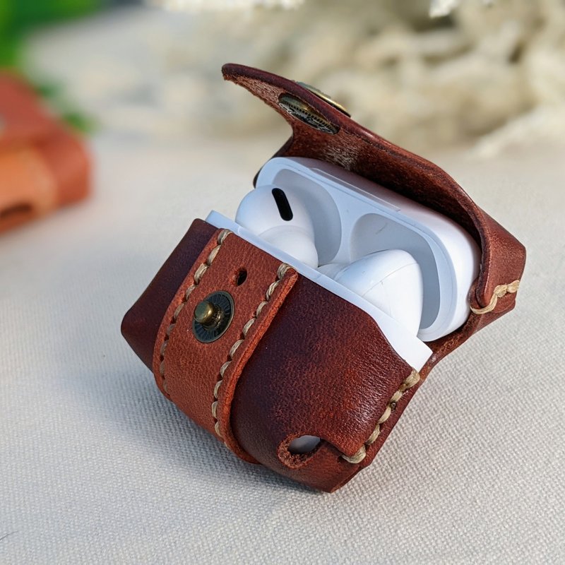 真皮 手缝 Airpods pro 1代 & 2代 苹果无线耳机 真皮 手工 - 耳机收纳 - 真皮 多色
