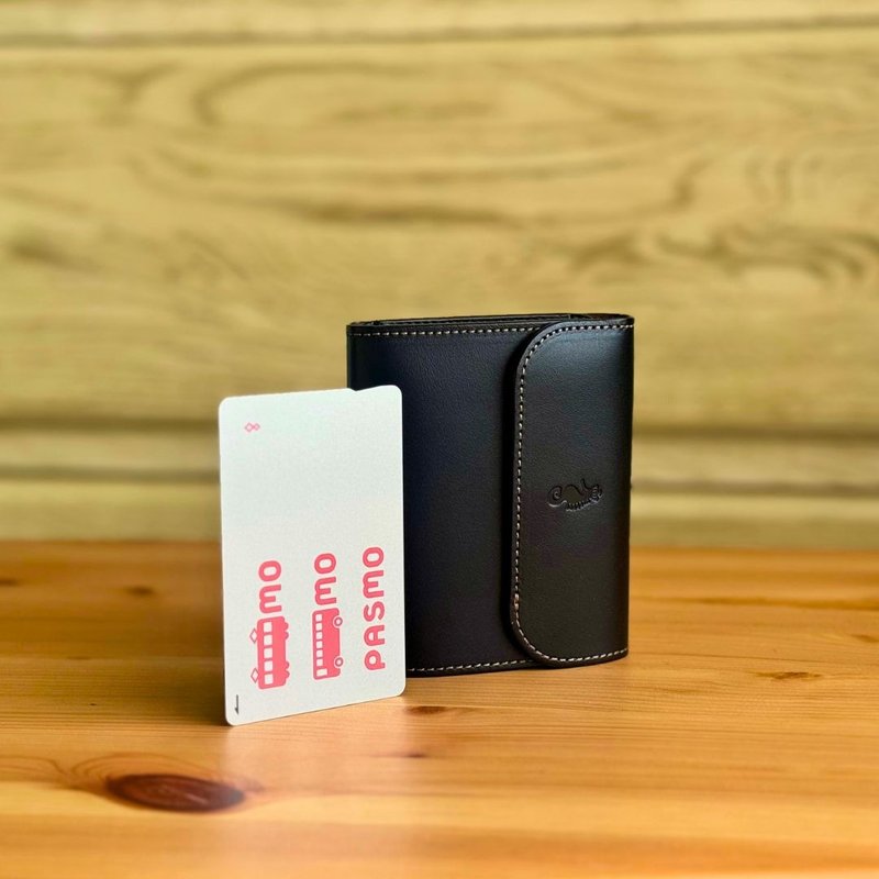 日本制【Takumicsタクミクス】迷你短夹 迷你银包 意大利植鞣革 - 皮夹/钱包 - 真皮 黑色