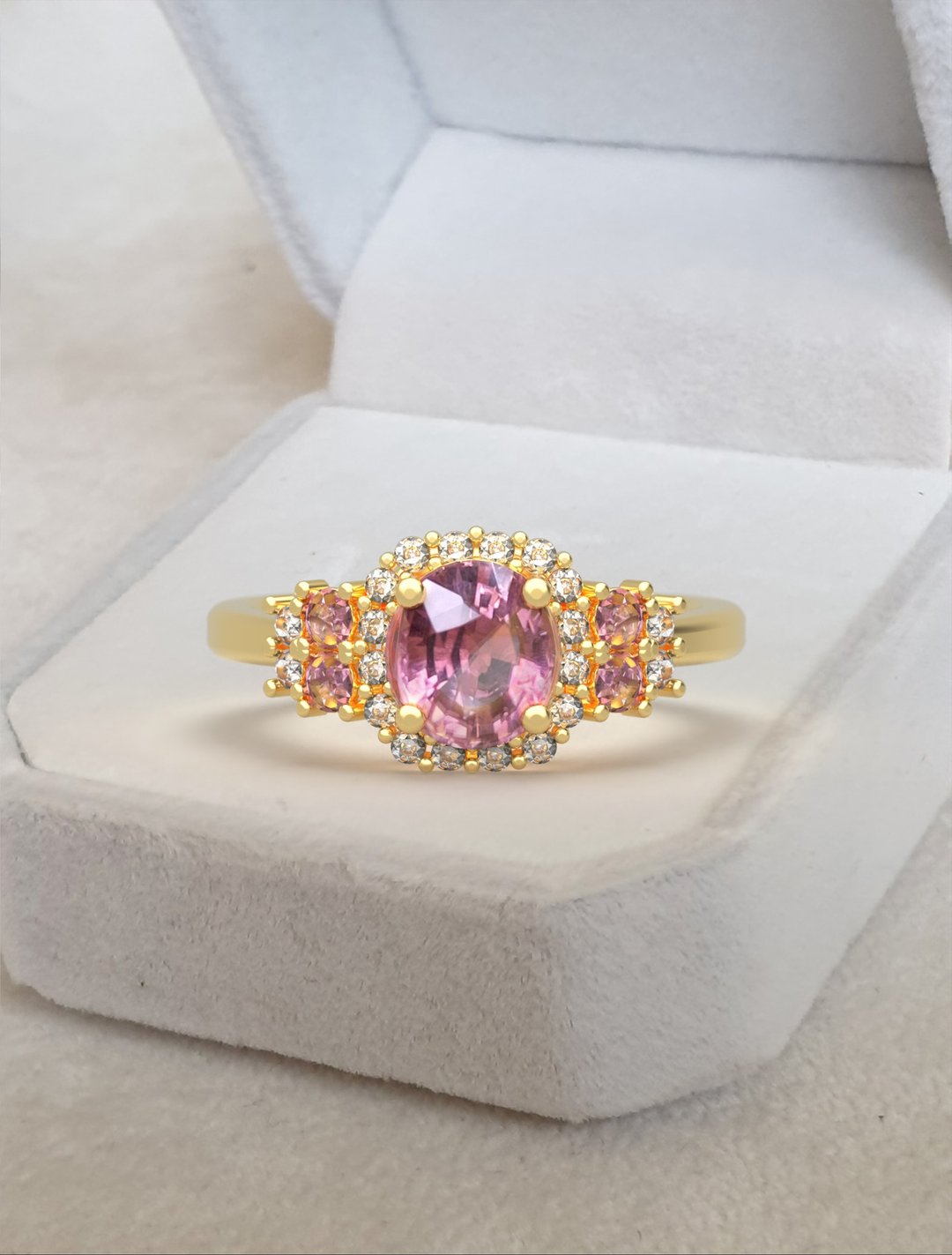 Pink sapphire silver ring, Sapphire Rings & September Birthstone Rings - 戒指 - 宝石 咖啡色