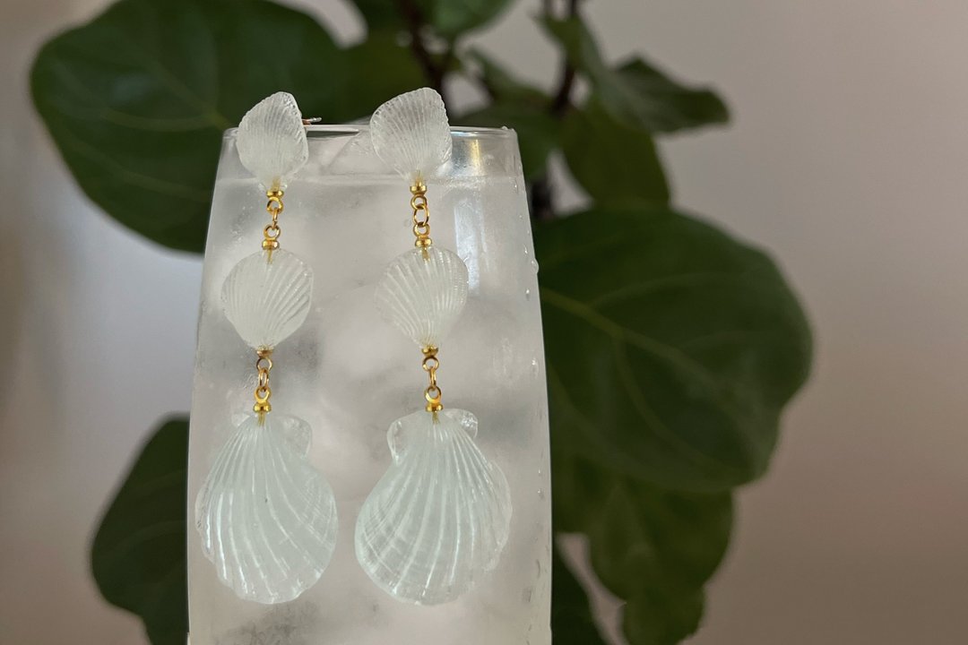 Summer love ice shells earrings - 耳环/耳夹 - 其他材质 绿色