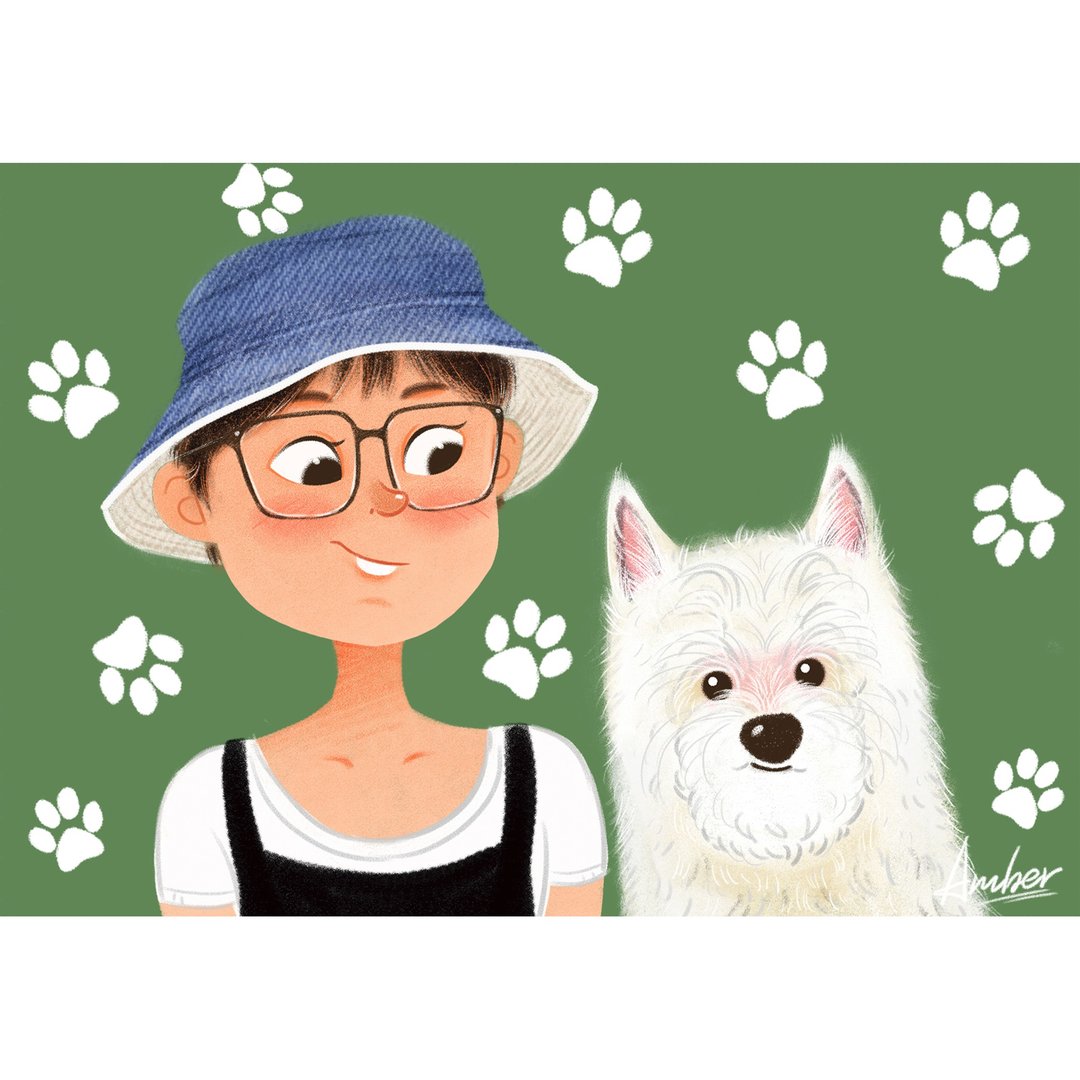 插画记录生活 定制画像 卡通画像 似颜绘  头像设计 宠物 猫 狗 - 电子手绘真人画像/绘画/插画 - 其他材质 
