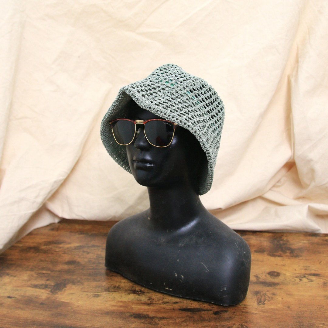 Back to Green::编织渔夫帽  湖水绿篓空  d-54//vintage hat - 帽子 - 棉 