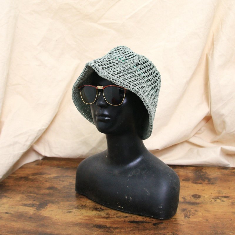 Back to Green::编织渔夫帽  湖水绿篓空  d-54//vintage hat - 帽子 - 棉．麻 