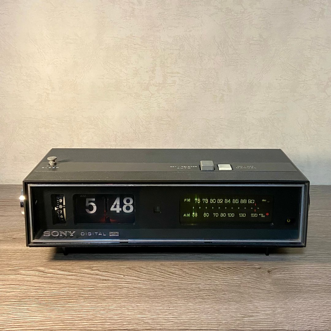 70年代 Sony 古道具 收音机翻页钟 - 时钟/闹钟 - 其他材质 黑色