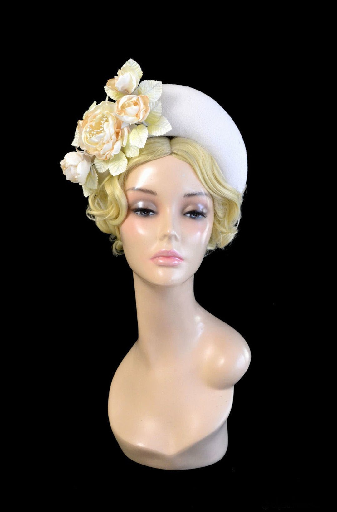flower halo, halo headband ,halo hat fascinator,  derby hat, cream halo - 帽子 - 其他材质 白色