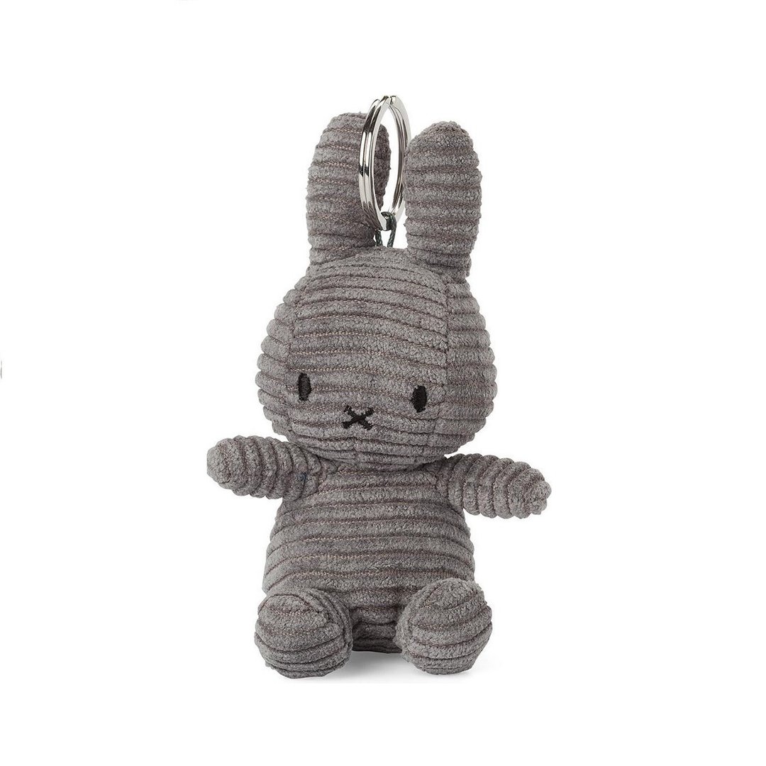 荷兰 Bon Ton Toys | Miffy 米飞兔 灯芯绒 钥匙圈 灰色 10cm - 钥匙链/钥匙包 - 其他材质 灰色