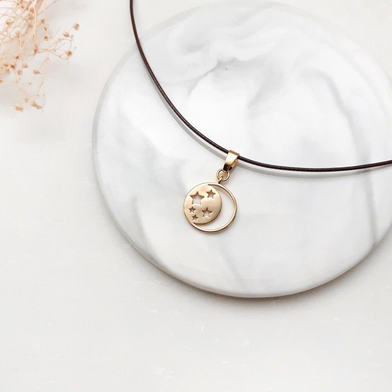 蜡线项链 星月 素色简约 蜡绳细线 - 锁骨链 - 其他材质 金色