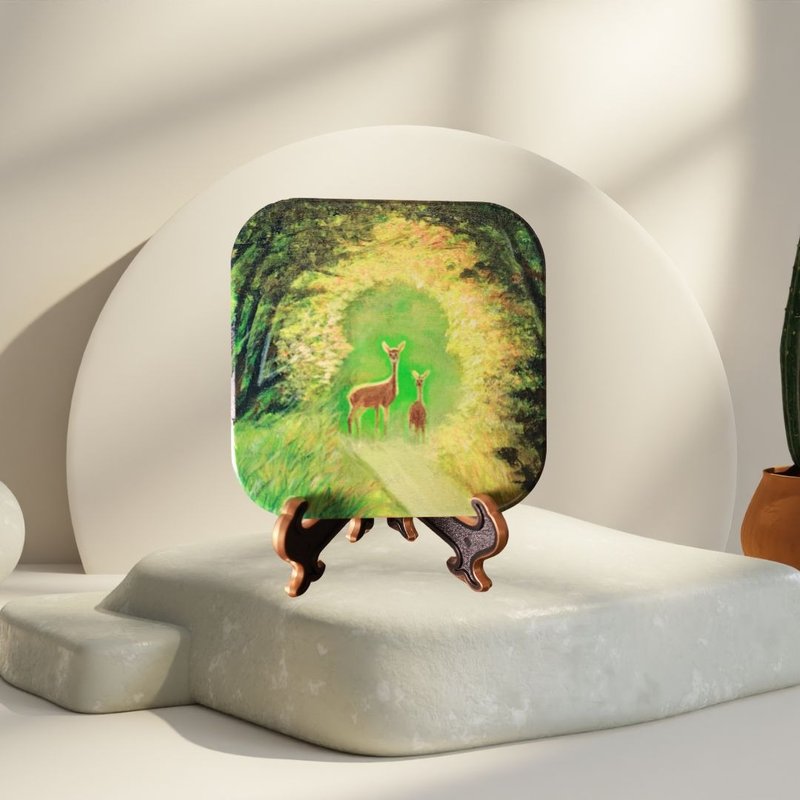 【艺术订制】MIT台湾莺歌陶瓷杯垫 | 福禄双全 - 杯垫 - 陶 绿色